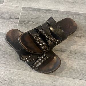 John Varvatos USA Brown
Leather Sandals Slides Men's 11M #F2509Q1B